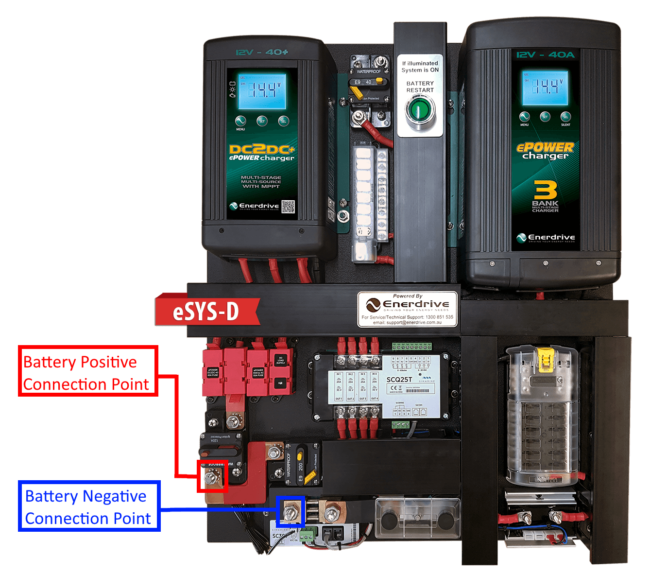 Where do I connect my battery cables on my eSYSTEM? Support Centre